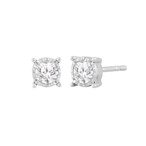 0.10ct Diamond Stud Earrings In 9Ct White Gold