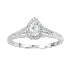 0.20ct Round Brilliant  Diamond Engagement Ring In 9Ct White Gold