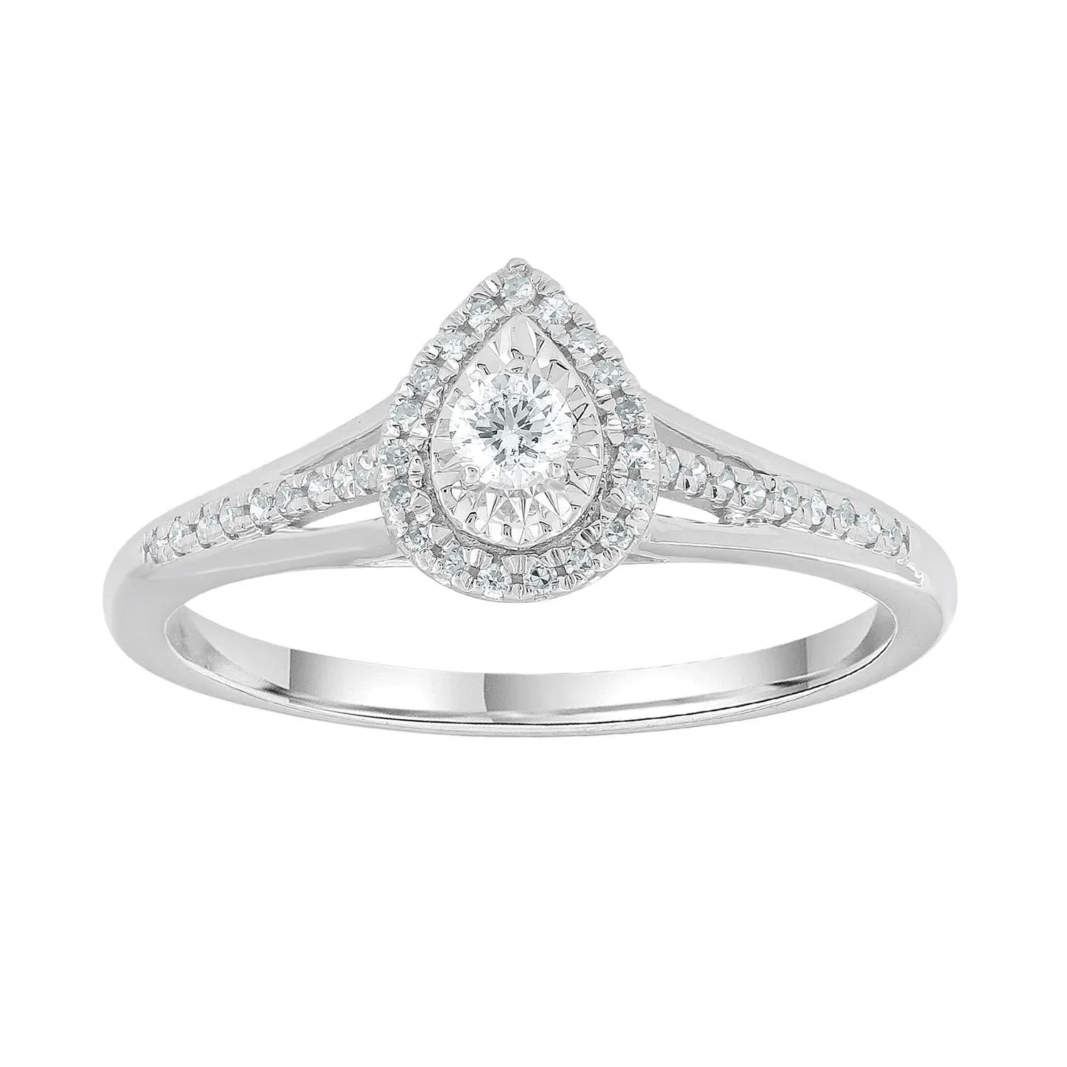 0.20ct Round Brilliant  Diamond Engagement Ring In 9Ct White Gold