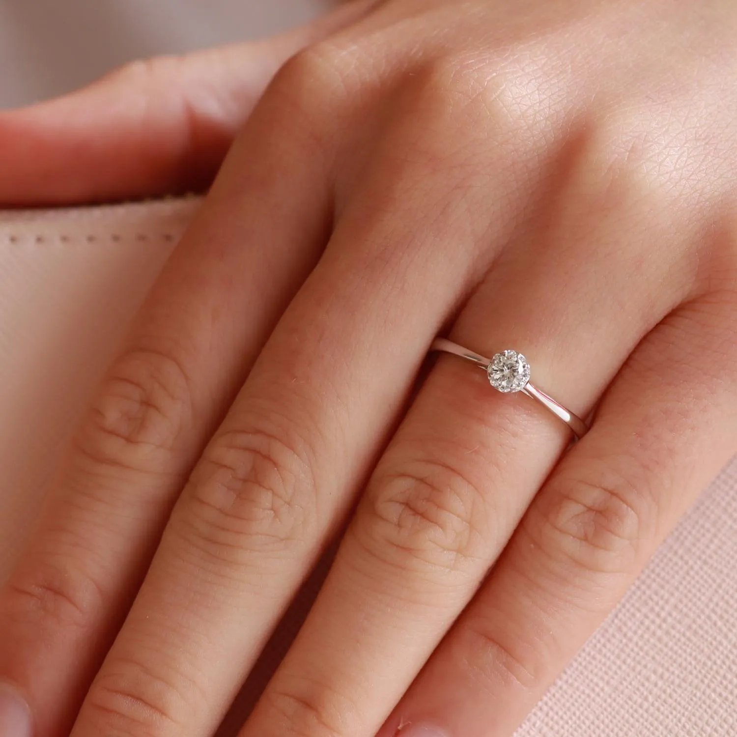 0.20Ct Round Brilliant Diamond Solitaire Engagement Ring In 9Ct White Gold