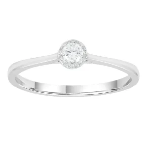 0.20Ct Round Brilliant Diamond Solitaire Engagement Ring In 9Ct White Gold