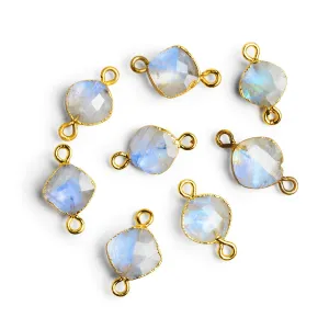 10-11mm Gold Leafed Rainbow Moonstone Pillow Connector