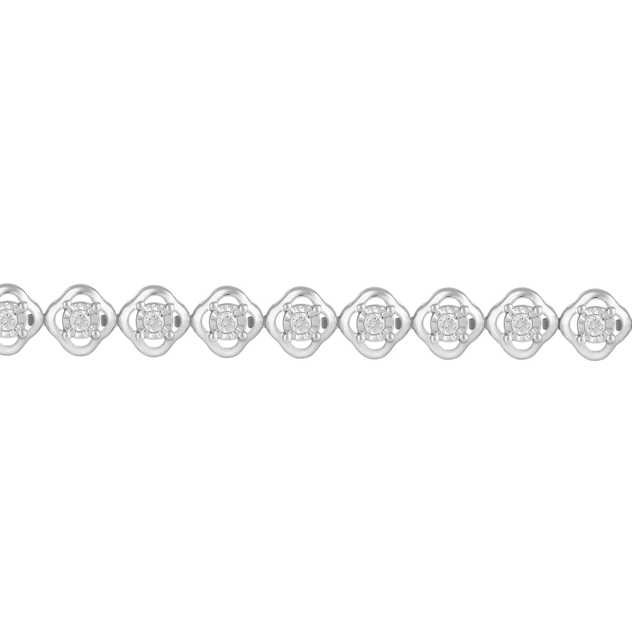 1/2 Carat tw Natural Diamond Clover Quatrefoil Tennis Bracelet in 925 Sterling Silver