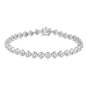 1/2 Carat tw Natural Diamond Clover Quatrefoil Tennis Bracelet in 925 Sterling Silver
