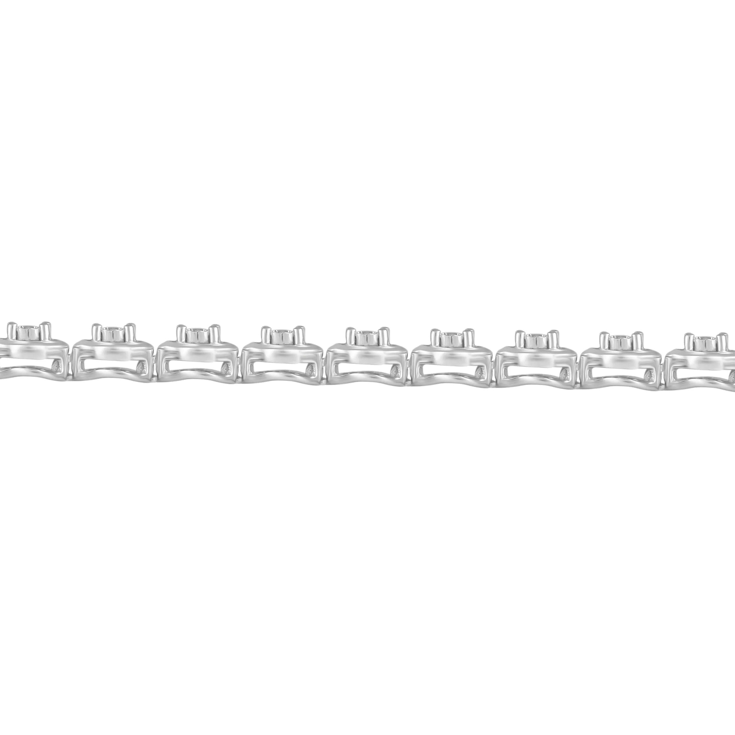 1/2 Carat tw Natural Diamond Clover Quatrefoil Tennis Bracelet in 925 Sterling Silver