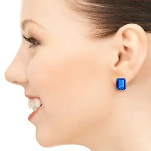 14 Carat 14K Solid Yellow Gold Distinction Blue Topaz Earrings