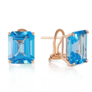 14 Carat 14K Solid Yellow Gold Distinction Blue Topaz Earrings