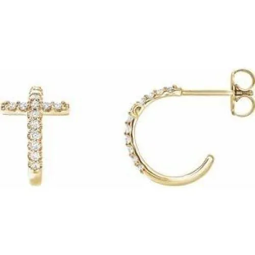 14K 1/4 CTW Diamond Cross Hoop Earrings Regard Jewelry Austin, Texas