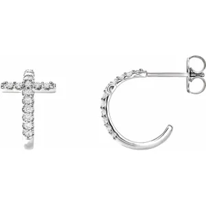 14K 1/4 CTW Diamond Cross Hoop Earrings Regard Jewelry Austin, Texas