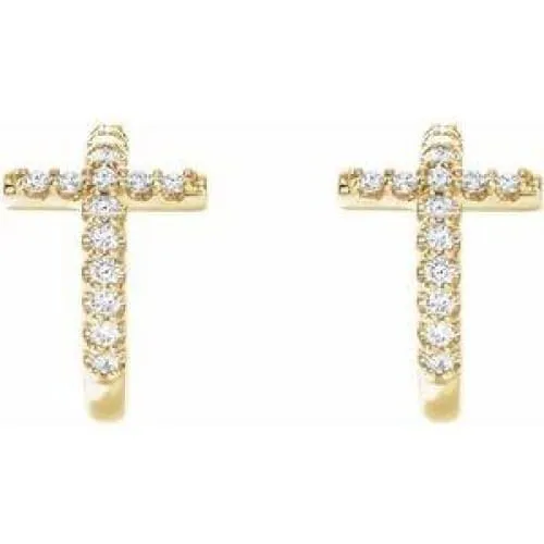 14K 1/4 CTW Diamond Cross Hoop Earrings Regard Jewelry Austin, Texas