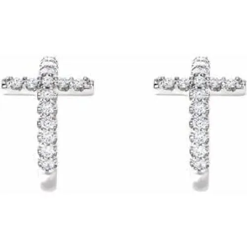 14K 1/4 CTW Diamond Cross Hoop Earrings Regard Jewelry Austin, Texas