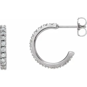 14K 5/8 CTW Diamond French-Set 15 mm Hoop Earrings Regard Jewelry Austin, Texas