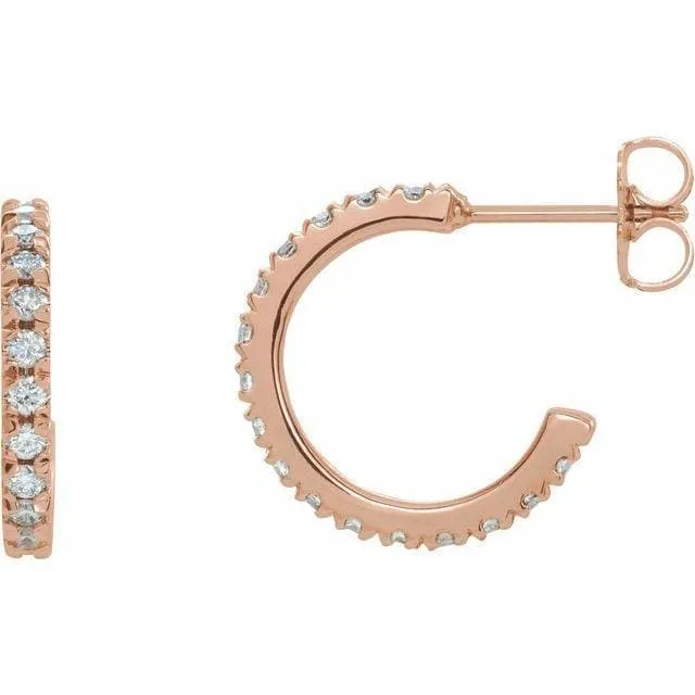 14K 5/8 CTW Diamond French-Set 15 mm Hoop Earrings Regard Jewelry Austin, Texas