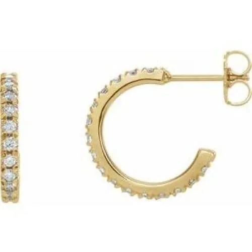 14K 5/8 CTW Diamond French-Set 15 mm Hoop Earrings Regard Jewelry Austin, Texas