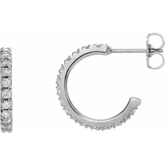 14K 5/8 CTW Diamond French-Set 15 mm Hoop Earrings Regard Jewelry Austin, Texas