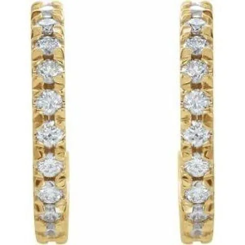 14K 5/8 CTW Diamond French-Set 15 mm Hoop Earrings Regard Jewelry Austin, Texas