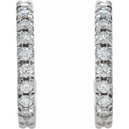 14K 5/8 CTW Diamond French-Set 15 mm Hoop Earrings Regard Jewelry Austin, Texas