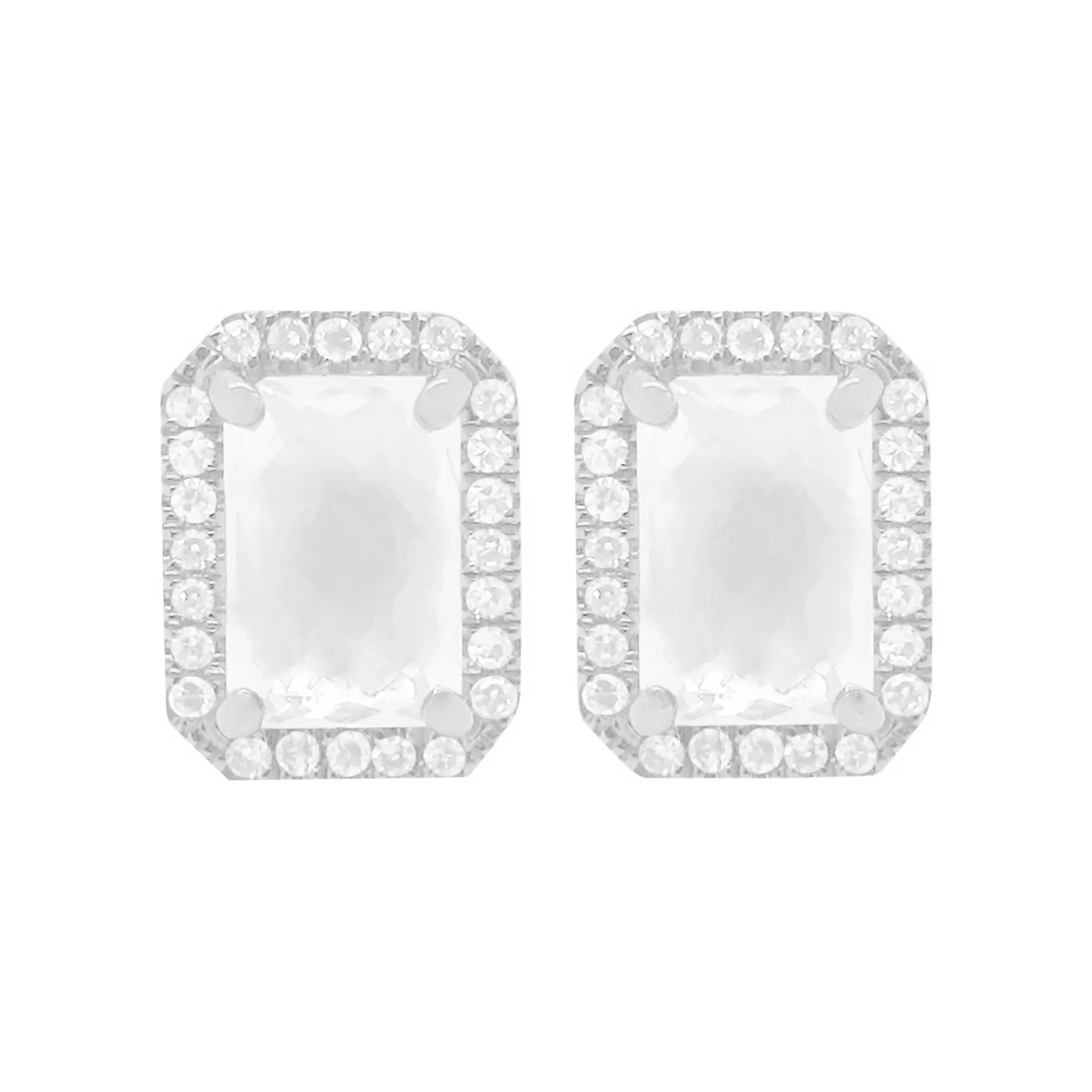 14K GOLD DIAMOND AND WHITE TOPAZ RORY STUDS