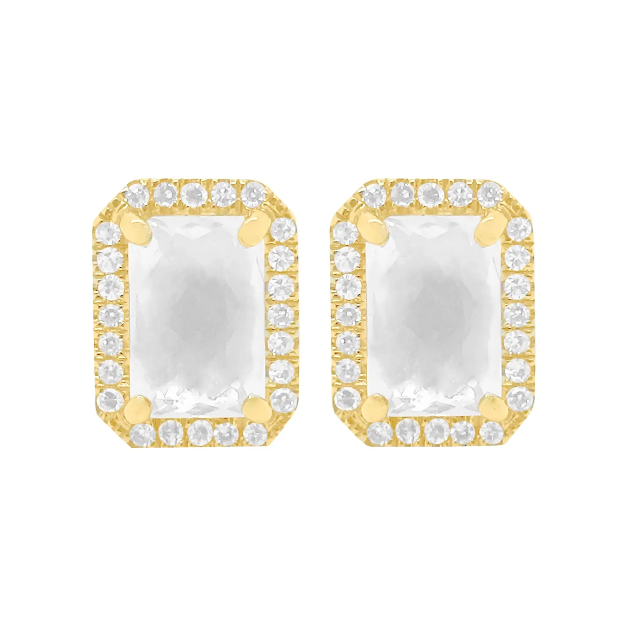 14K GOLD DIAMOND AND WHITE TOPAZ RORY STUDS