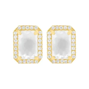 14K GOLD DIAMOND AND WHITE TOPAZ RORY STUDS