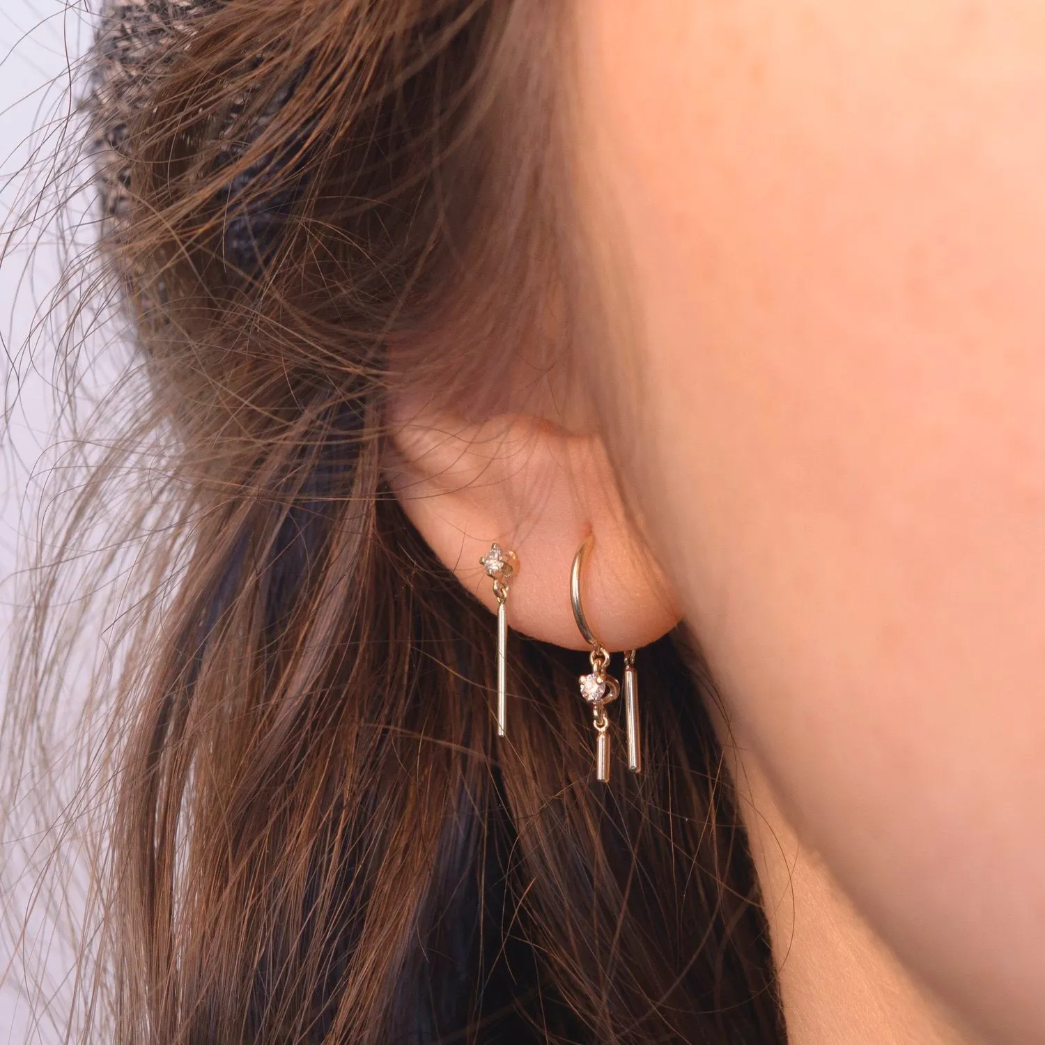 14k Gold Diamond Wisp Stud