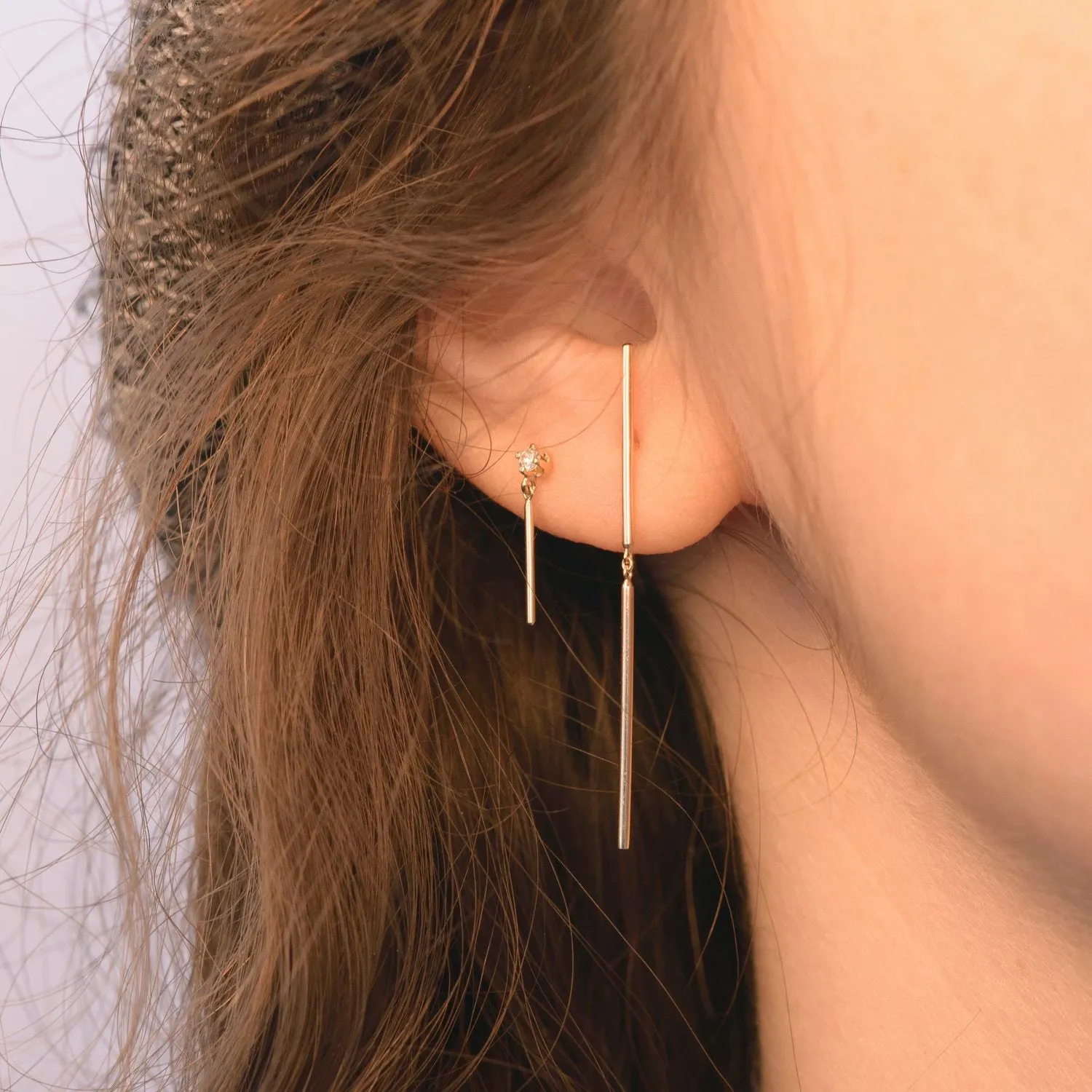 14k Gold Diamond Wisp Stud