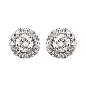 14K Round Brilliant Lab-Gown Diamond Halo Stud Earrings