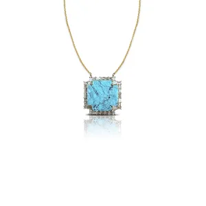 14k Turquoise Cross Baguette Necklace