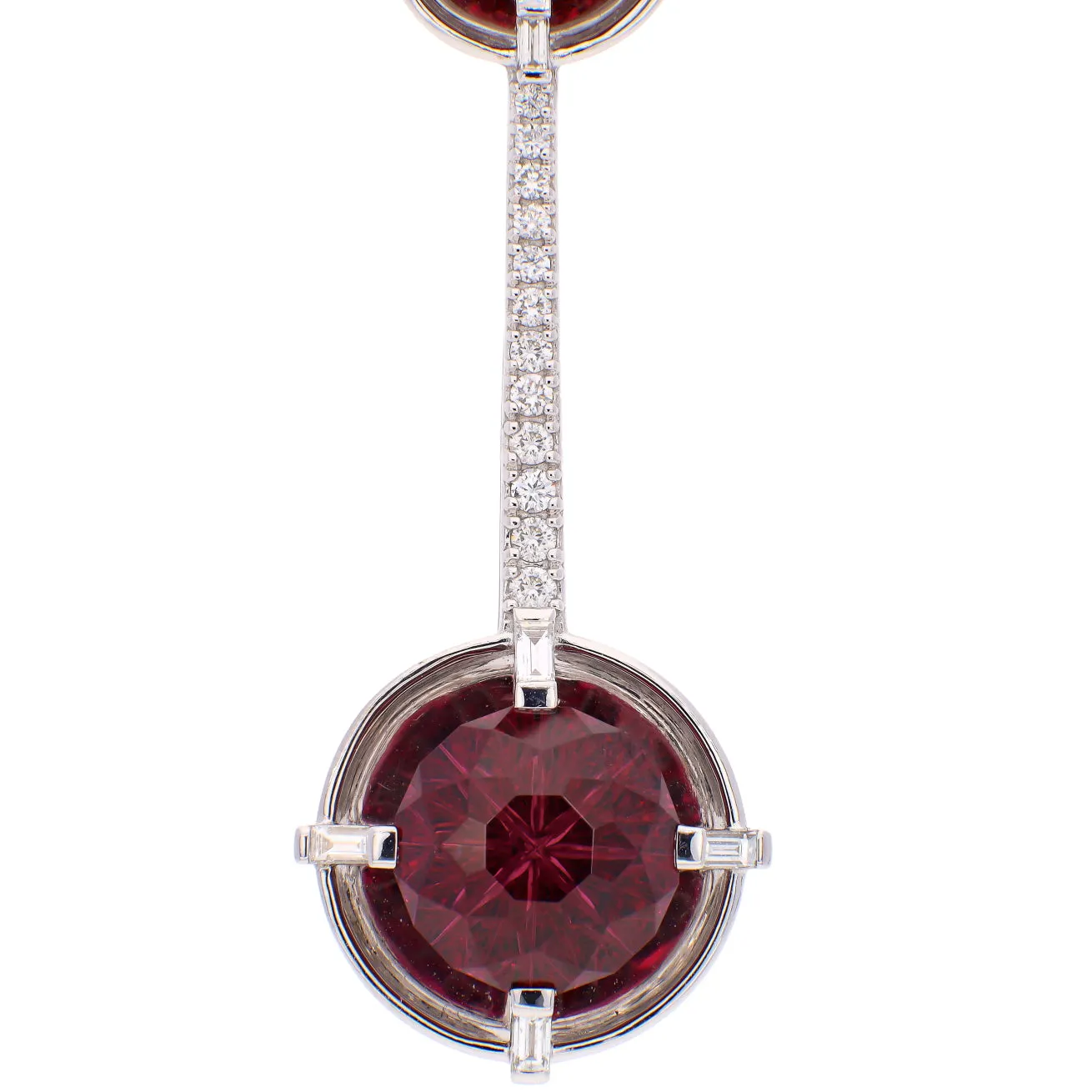 14K White Gold John Dyer Rhodolite Garnet and Diamond Custom Design Pendant Necklace