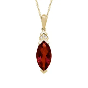 14K Yellow Gold Marquise Garnet and Diamond Accent 16-18" Necklace