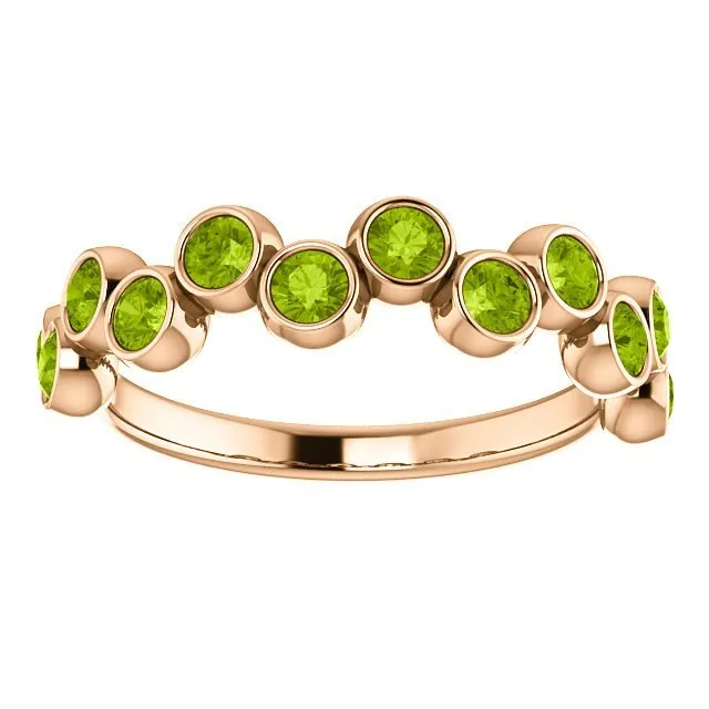 14KT GOLD 1.08 ROUND PERIDOT BEZEL SET RING