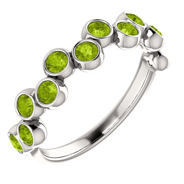 14KT GOLD 1.08 ROUND PERIDOT BEZEL SET RING