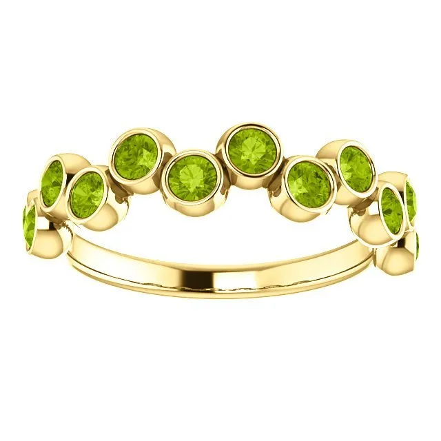 14KT GOLD 1.08 ROUND PERIDOT BEZEL SET RING