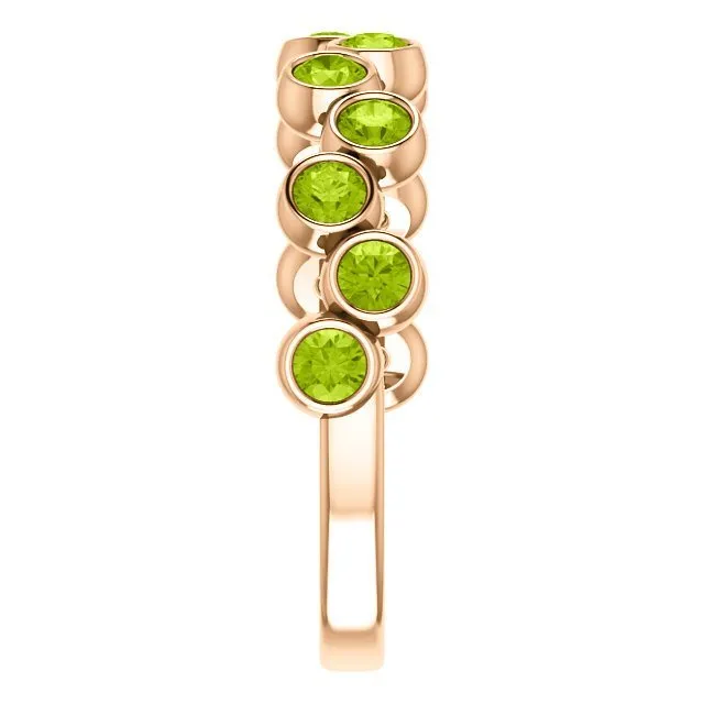 14KT GOLD 1.08 ROUND PERIDOT BEZEL SET RING