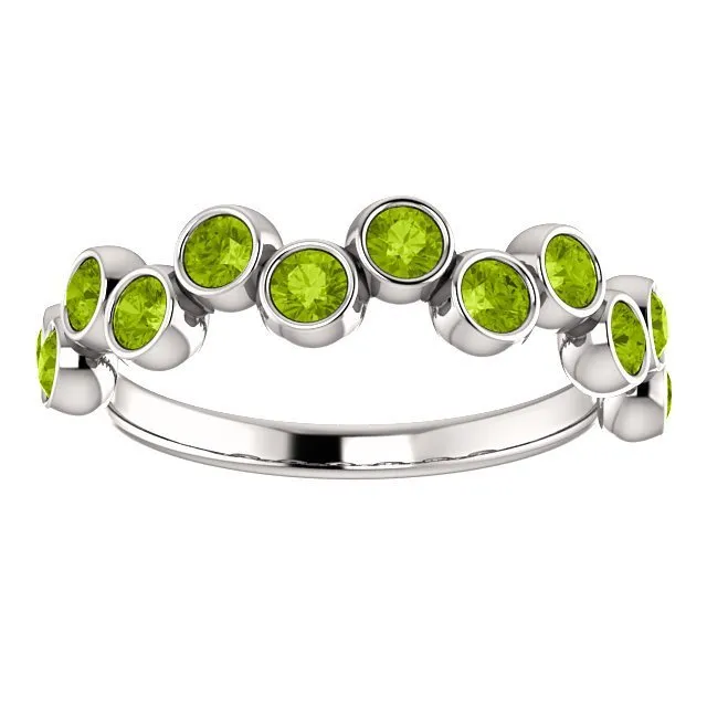 14KT GOLD 1.08 ROUND PERIDOT BEZEL SET RING