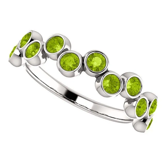 14KT GOLD 1.08 ROUND PERIDOT BEZEL SET RING