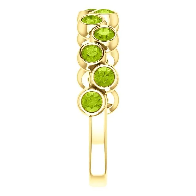 14KT GOLD 1.08 ROUND PERIDOT BEZEL SET RING
