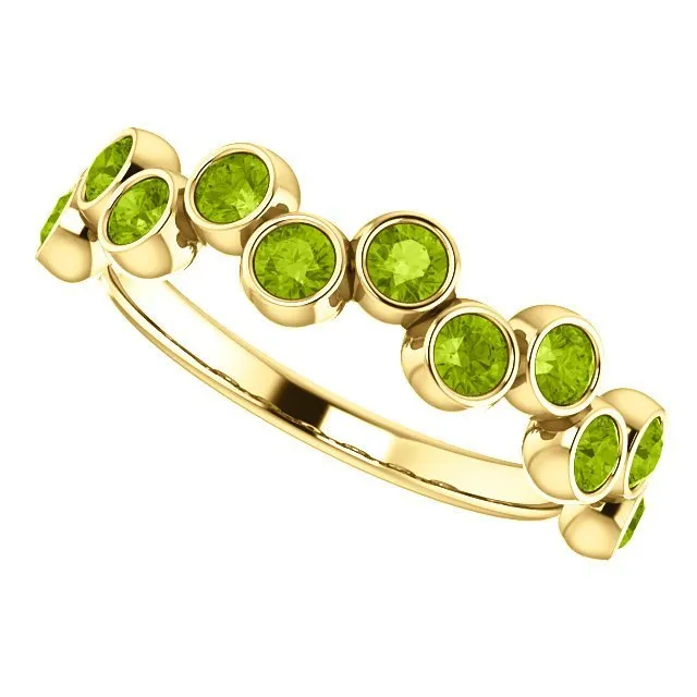 14KT GOLD 1.08 ROUND PERIDOT BEZEL SET RING