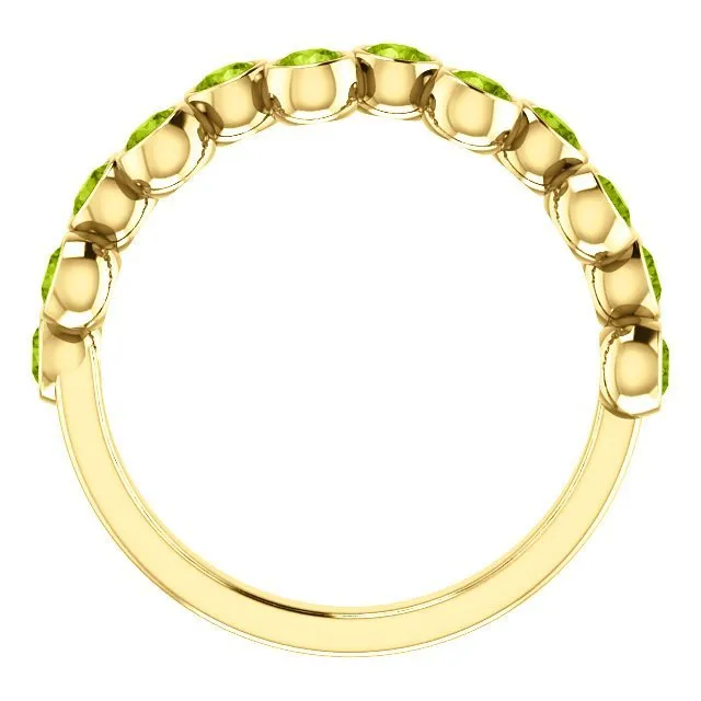 14KT GOLD 1.08 ROUND PERIDOT BEZEL SET RING