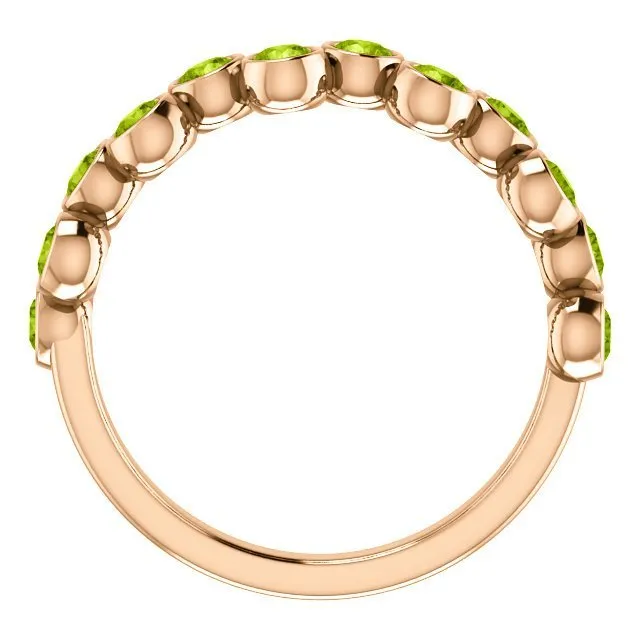 14KT GOLD 1.08 ROUND PERIDOT BEZEL SET RING