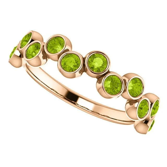 14KT GOLD 1.08 ROUND PERIDOT BEZEL SET RING