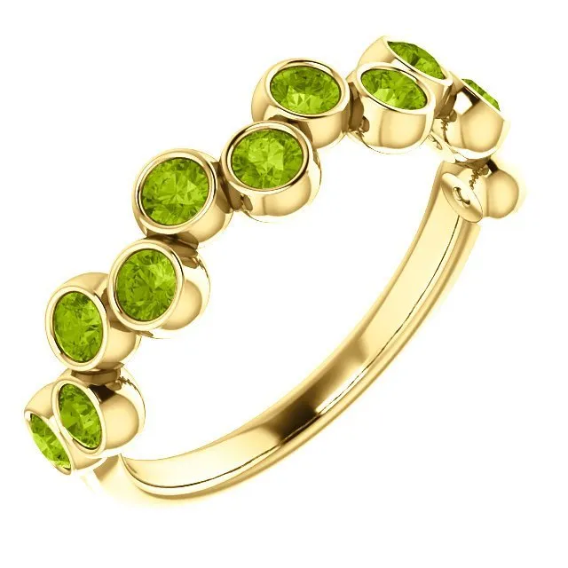 14KT GOLD 1.08 ROUND PERIDOT BEZEL SET RING