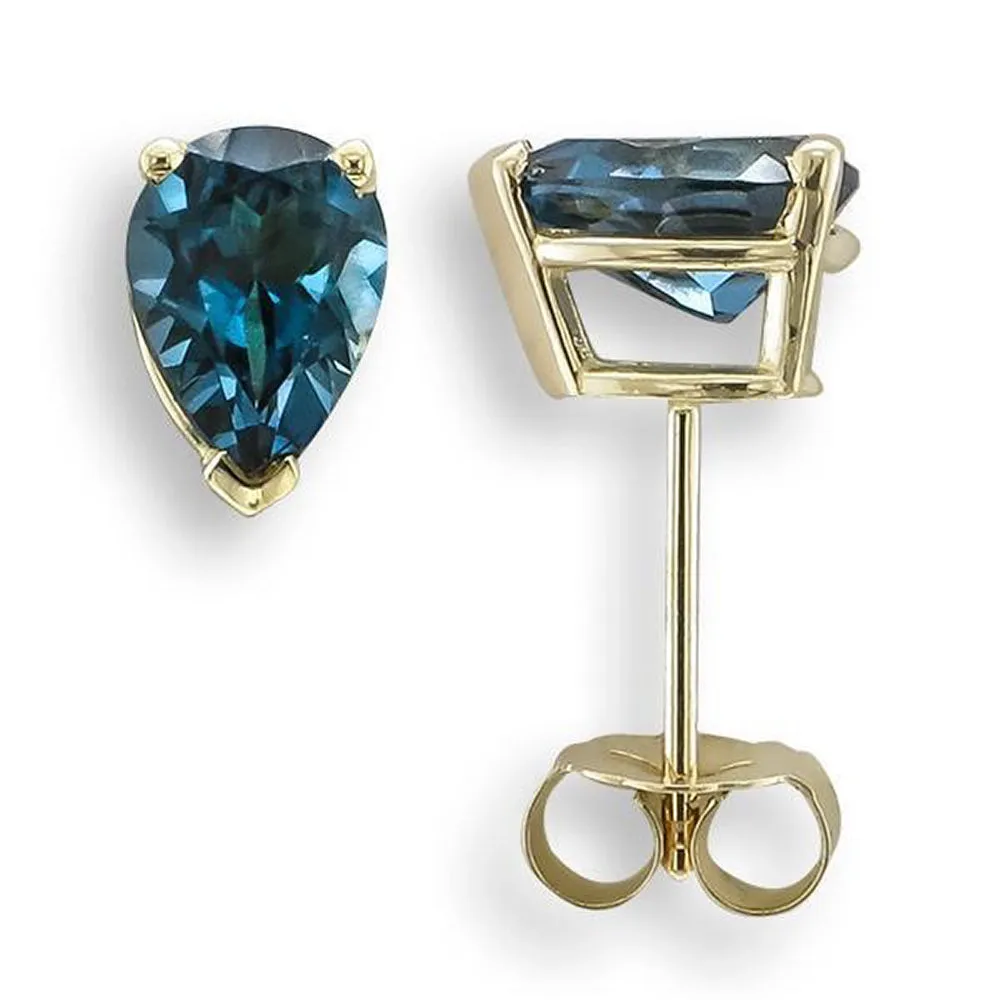 14KT GOLD 1.70 CTW LONDON BLUE TOPAZ EARRINGS