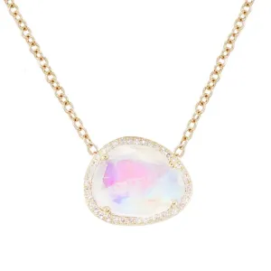 14kt Gold Free Form Moonstone and Diamond Necklace