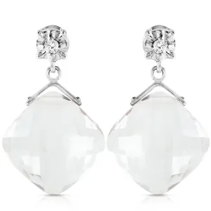 17.56 Carat 14K Solid White Gold Dancing Angels White Topaz Earrings