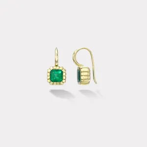 1.88ct Emerald Cut Emerald Heirloom Bezel Earrings