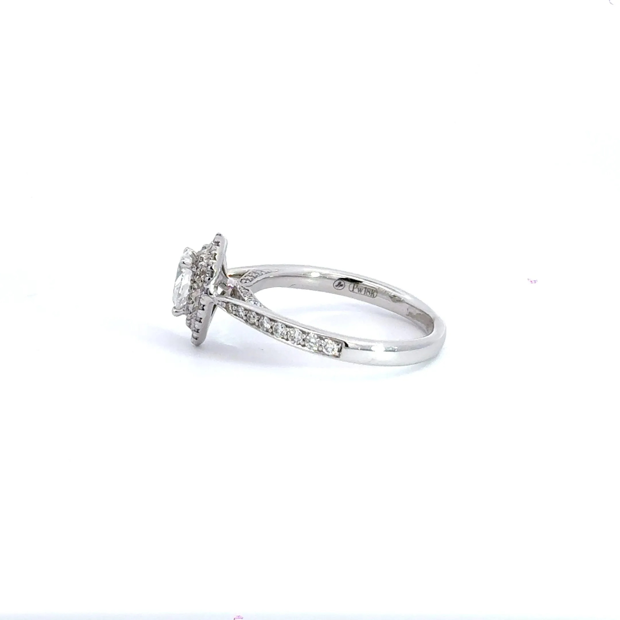 18CT White Gold Teardrop Double Halo Diamond Ring