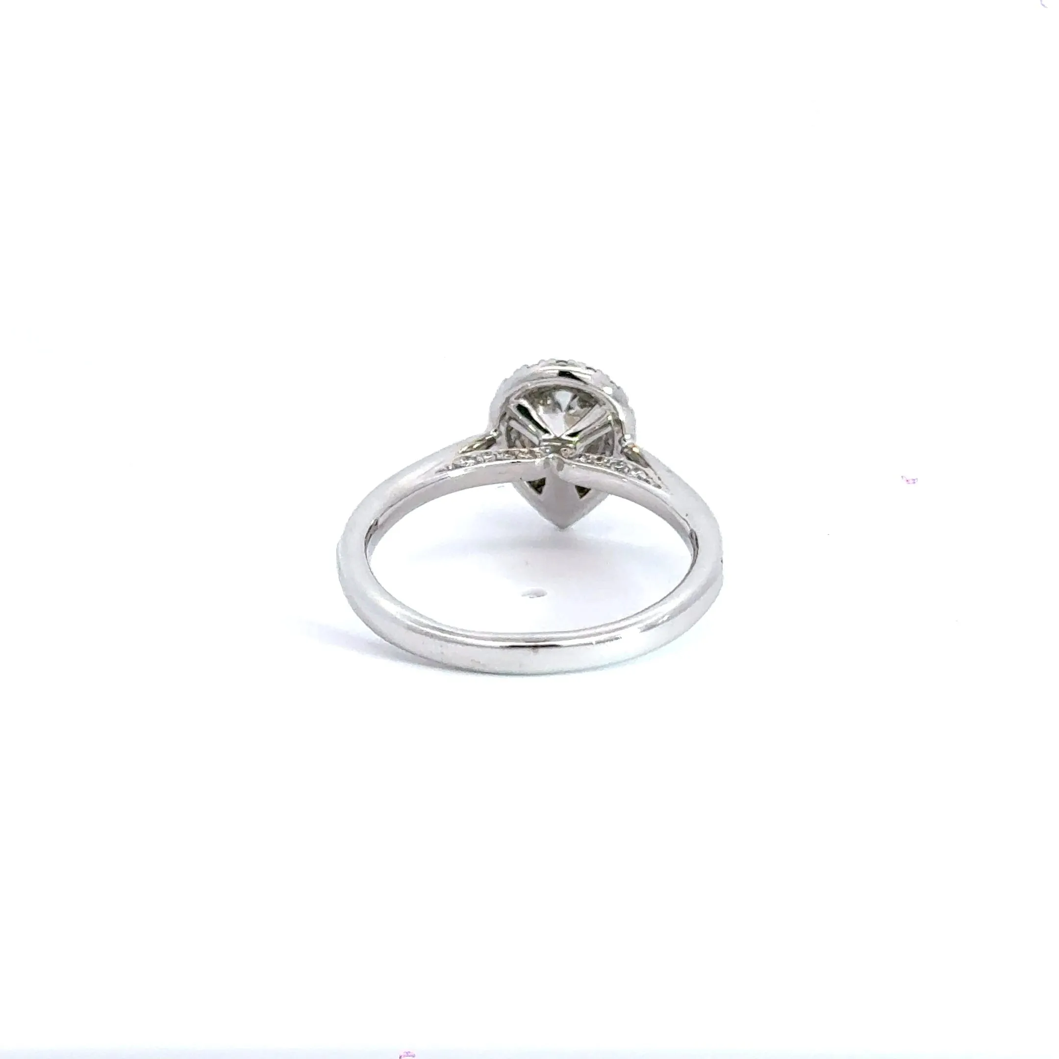 18CT White Gold Teardrop Double Halo Diamond Ring