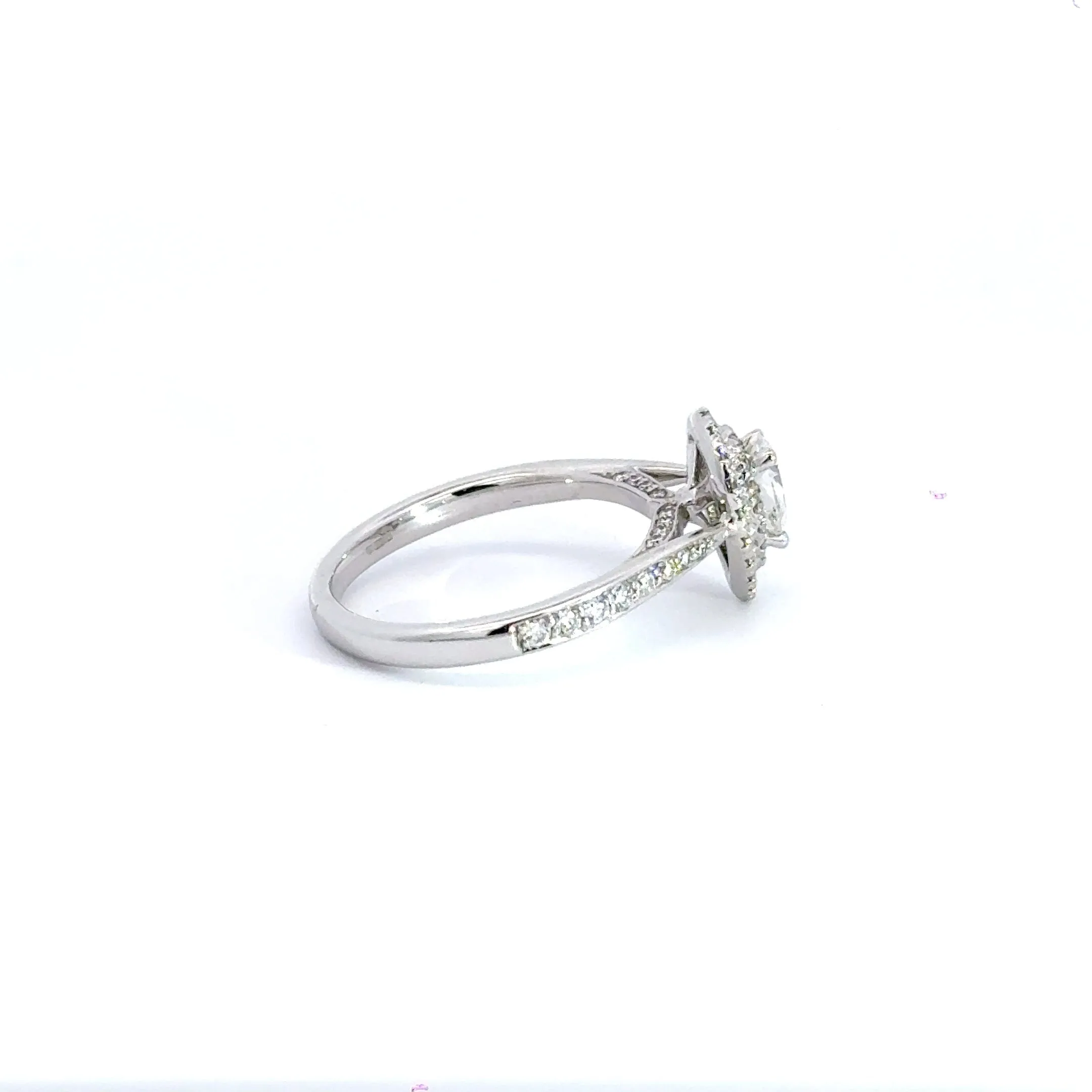 18CT White Gold Teardrop Double Halo Diamond Ring