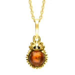 18ct Yellow Gold Amber Tiny Hedgehog Necklace